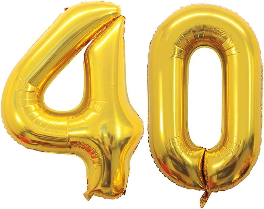 Gold Foil Number 40 Balloon