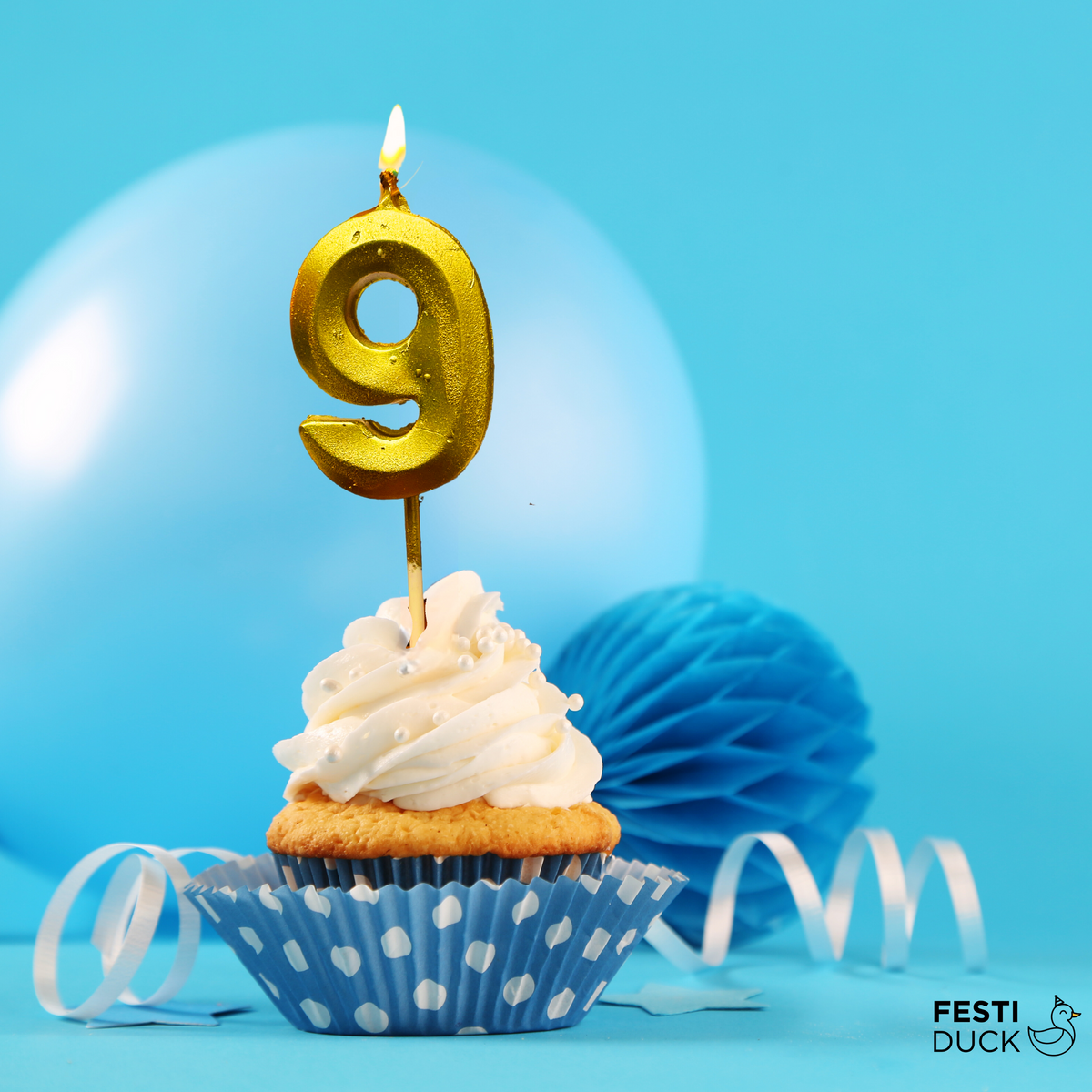 Gold Number 9  Candle - Ideal for Birthdays and Anniversaries