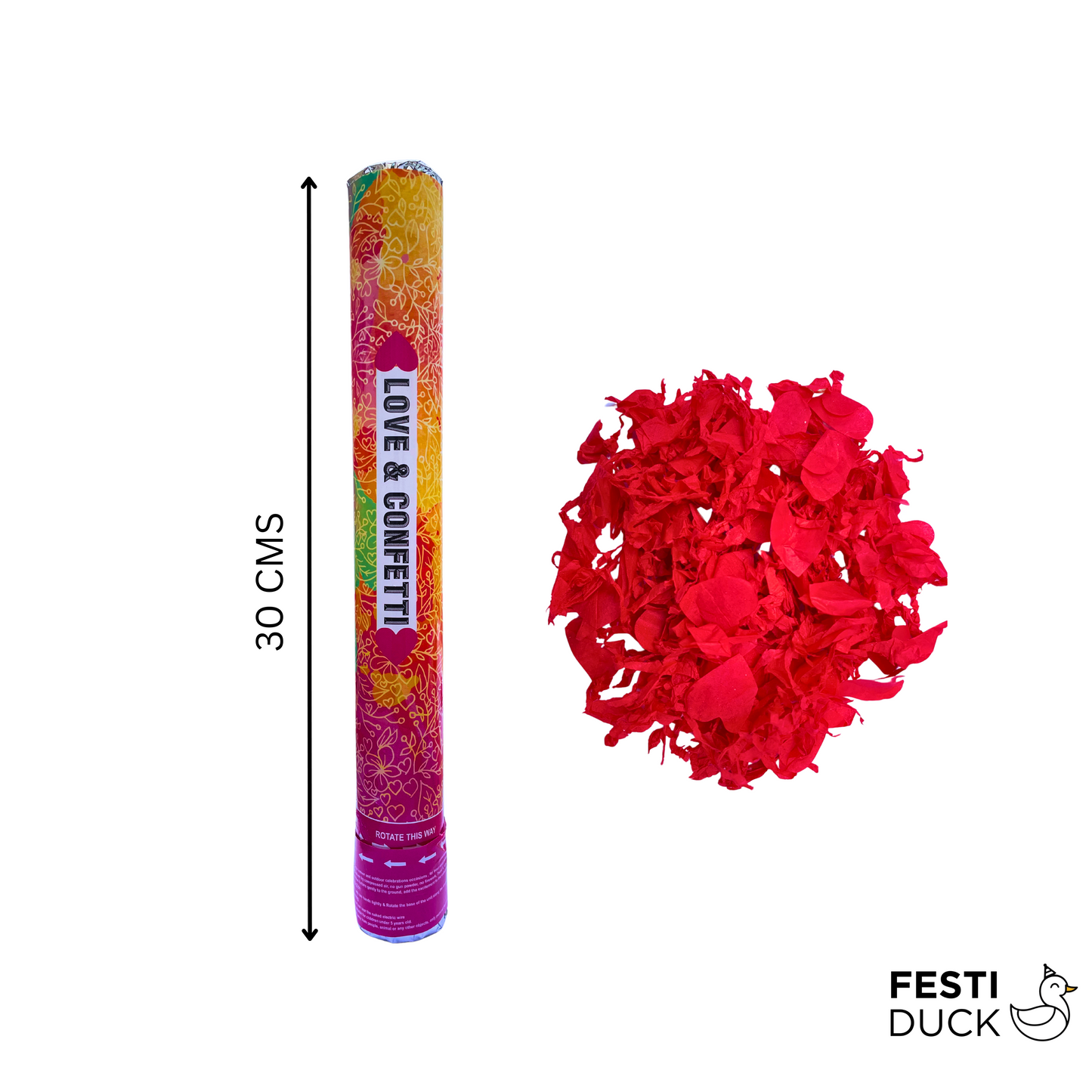 Festi Duck Confetti Poppers (12 Pcs) – 30cm Heart Confetti, Pastel Packaging – Perfect for Weddings, Birthdays, and Party Celebrations