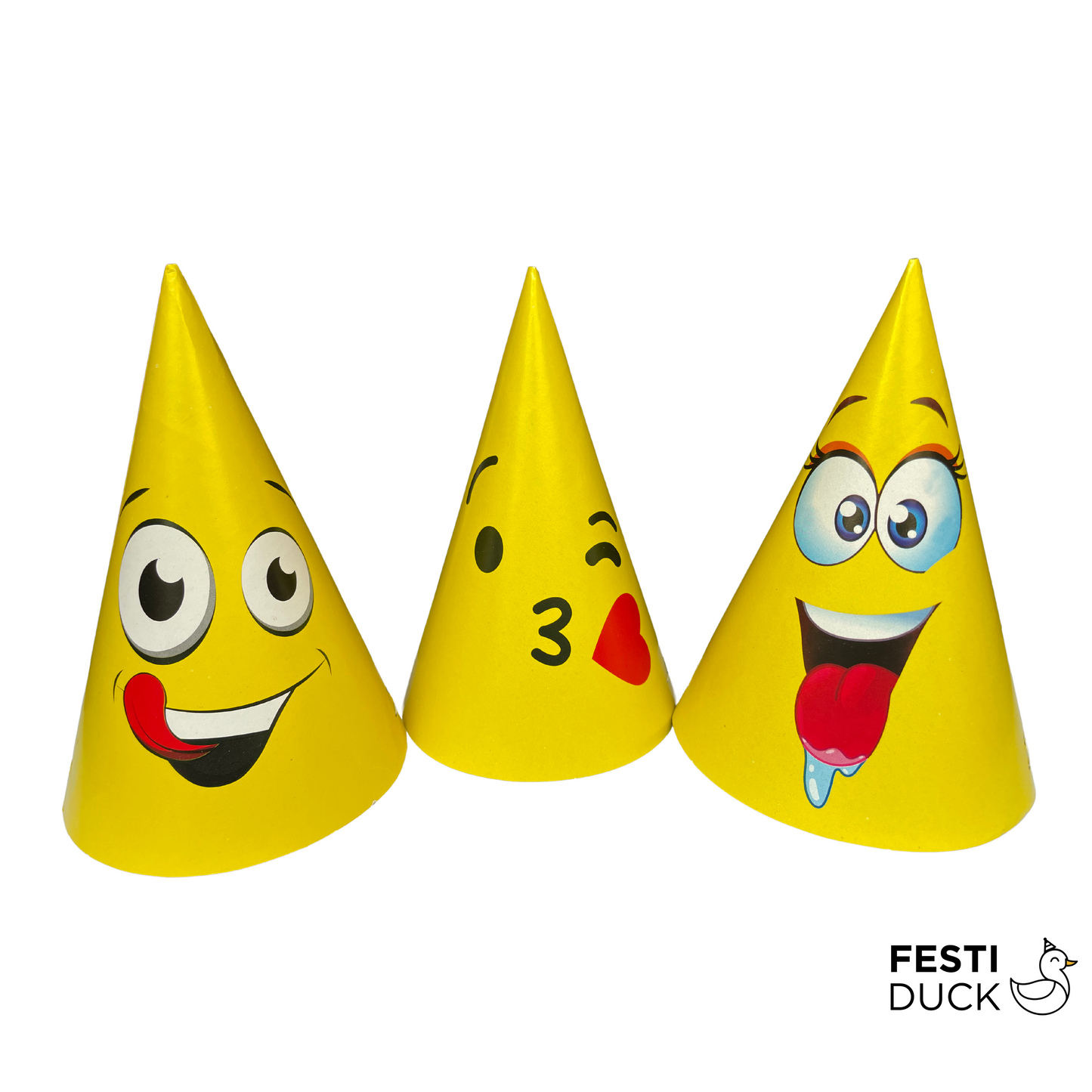 Festi Duck™ Smiley and Funny Eye Birthday Party Caps - Pack of 10