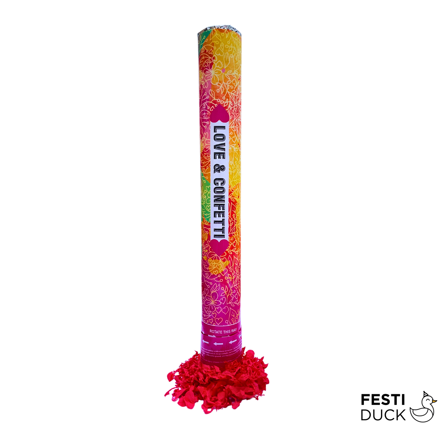 Festi Duck Confetti Poppers (12 Pcs) – 30cm Heart Confetti, Pastel Packaging – Perfect for Weddings, Birthdays, and Party Celebrations