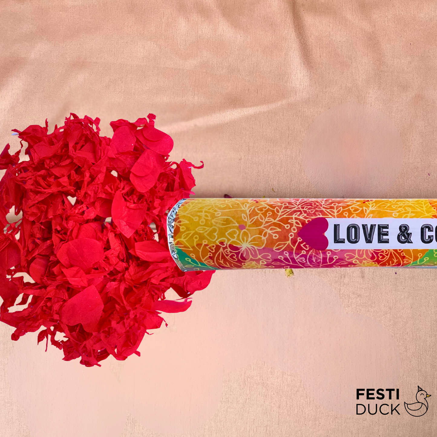 Festi Duck Confetti Poppers (12 Pcs) – 30cm Heart Confetti, Pastel Packaging – Perfect for Weddings, Birthdays, and Party Celebrations