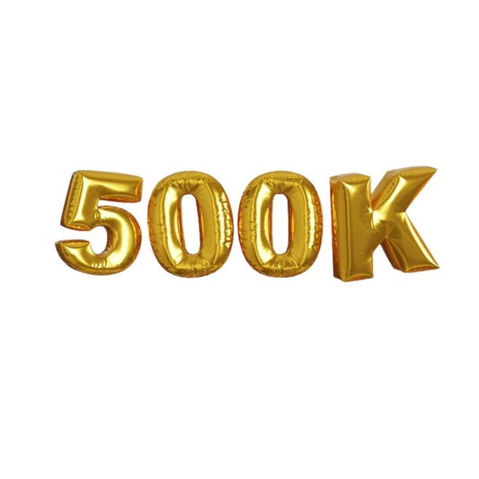 Gold Foil "500K" Milestone Balloon Set