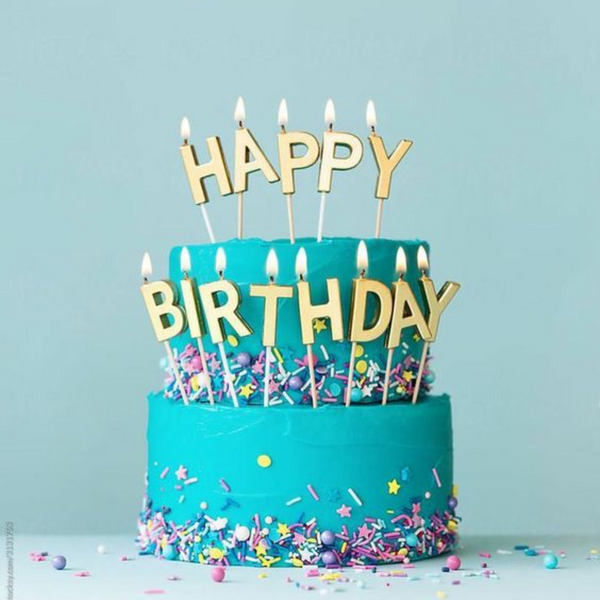Gold Happy Birthday Candles