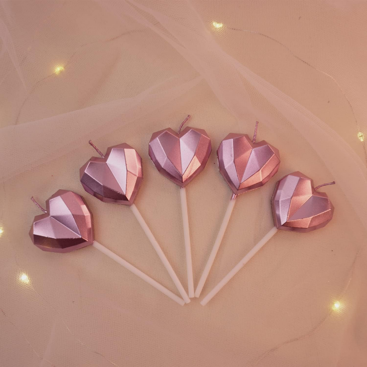 Lovely Pink Heart Party Candles