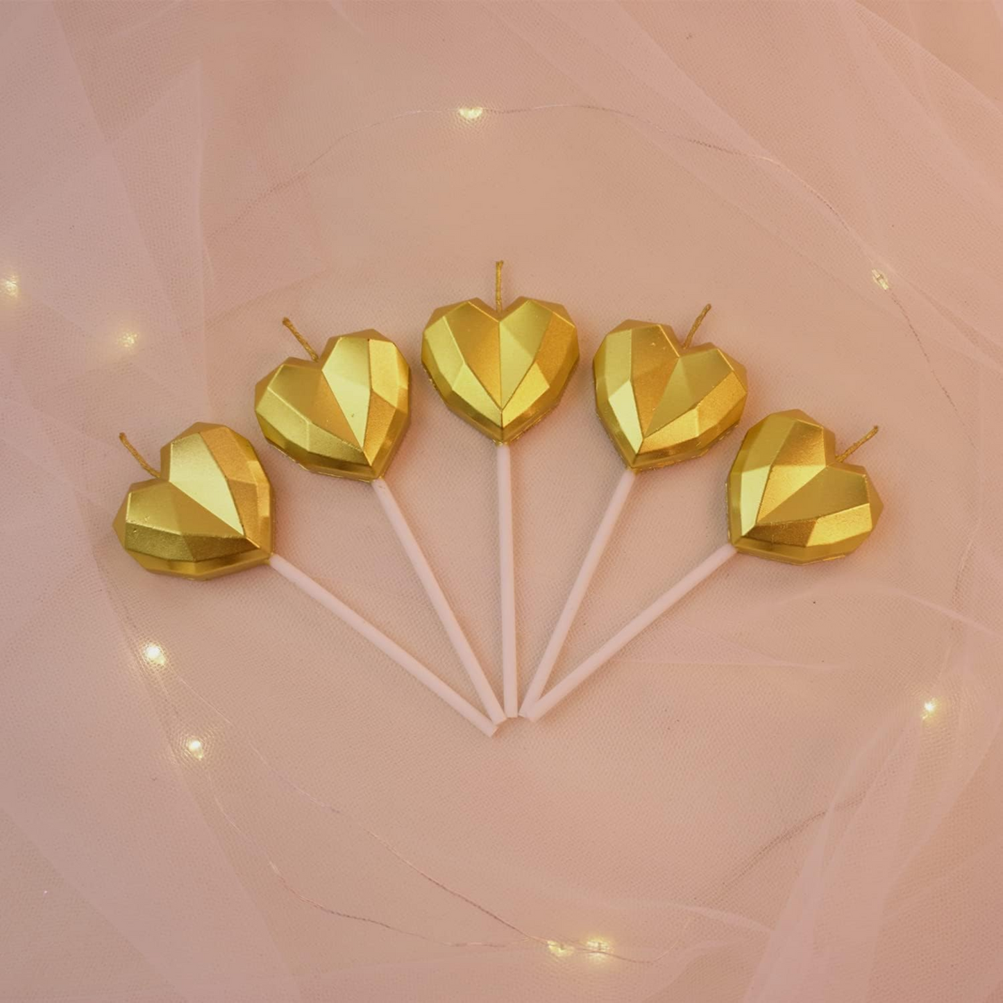 Lovely Gold Heart Party Candles