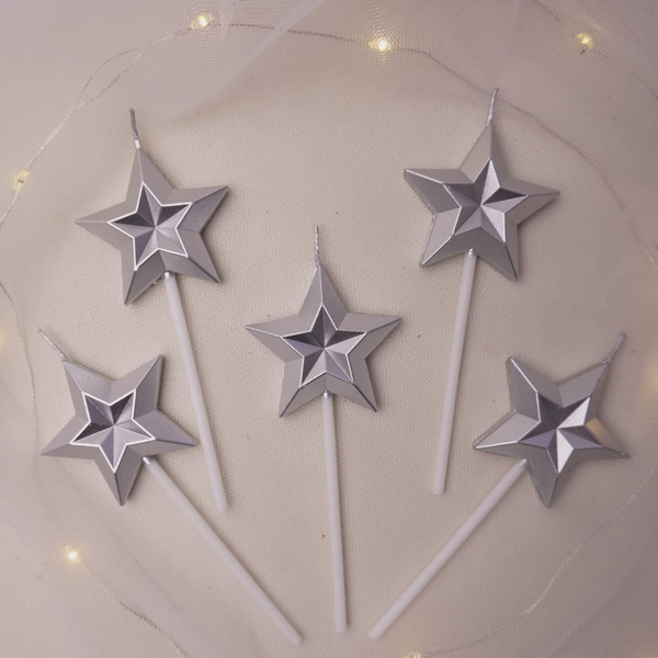 Silver Starry Night Birthday Candles