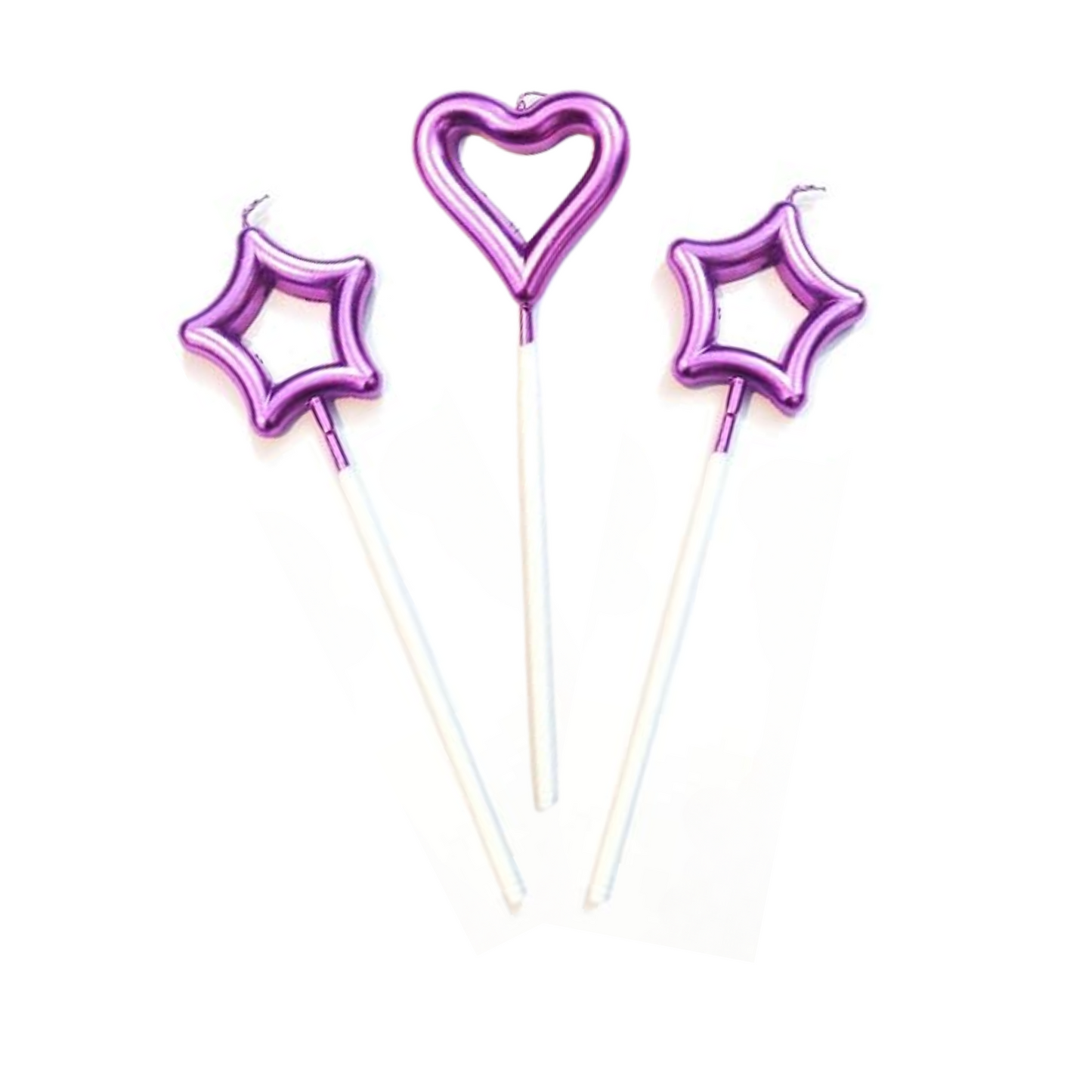 Vibrant Heart and Star Cake Candles