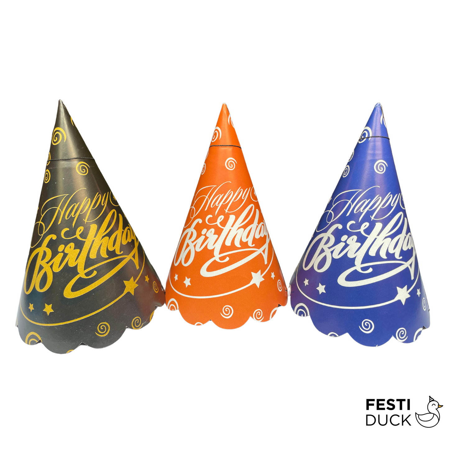 Multicoloured Birthday Caps | Party Hats for Adults & Kids (pack of 10)