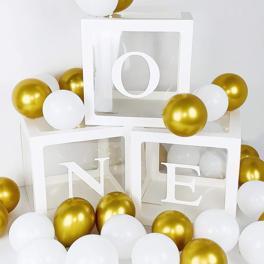 ONE Balloon Box Set - Stylish Lettered Decor for First Birthday Celebrations