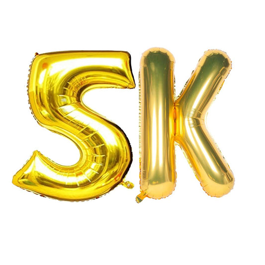 Gold Foil "5K" Milestone Balloon Set