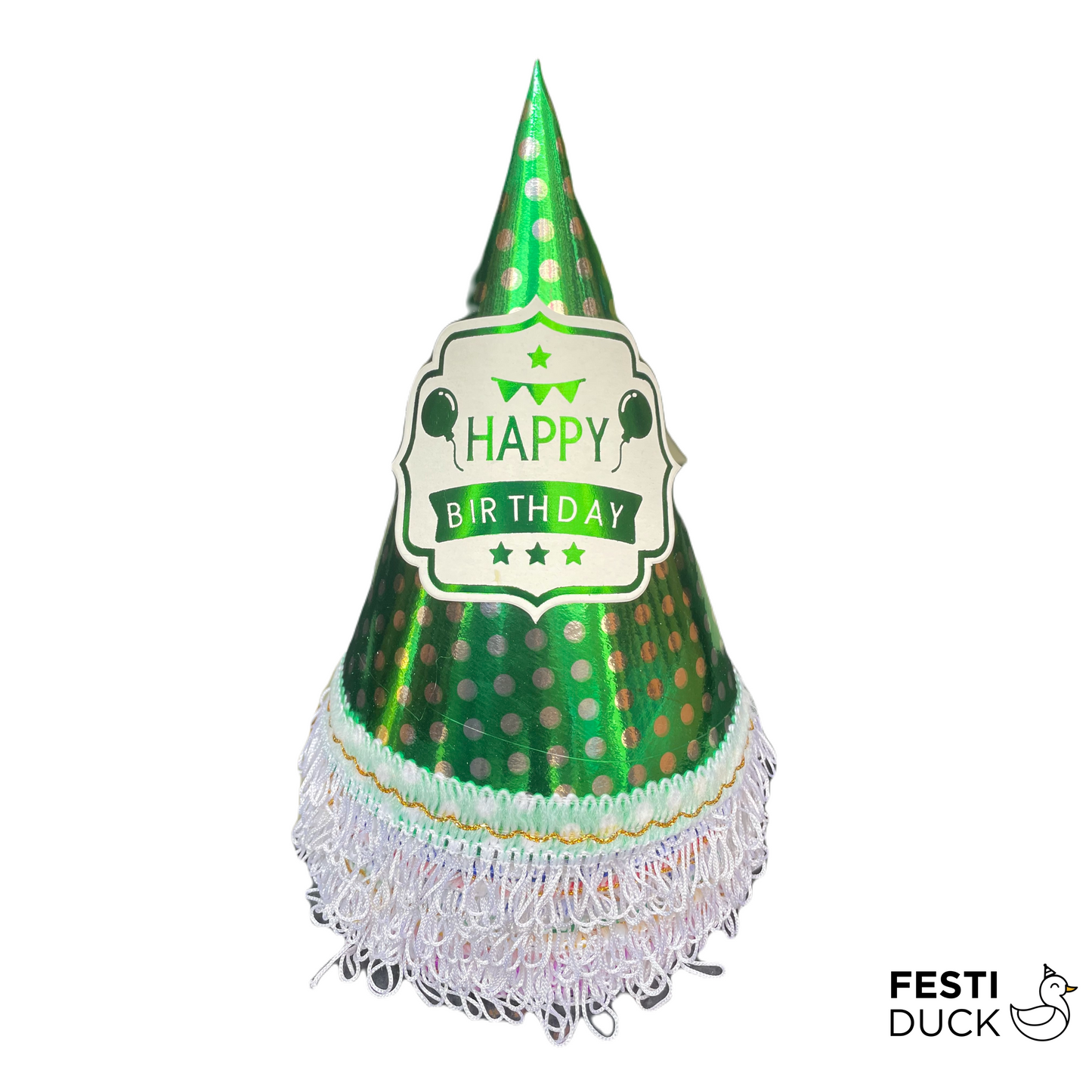 Metallic Tag & Lace Birthday Party Caps - Multicolour, Pack of 10