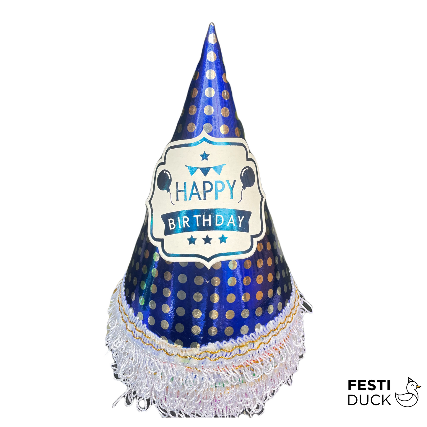 Metallic Tag & Lace Birthday Party Caps - Multicolour, Pack of 10