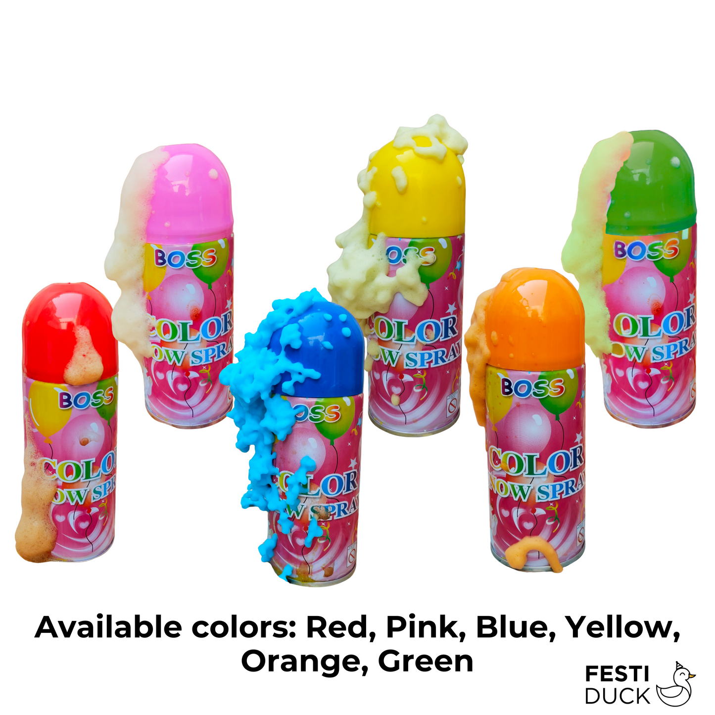 Festi Duck Colour Snow Spray (Pack of 4) – Vibrant & Fun Artificial Snow Spray for Festivals, Birthdays,Weddings,&Party Celebrations