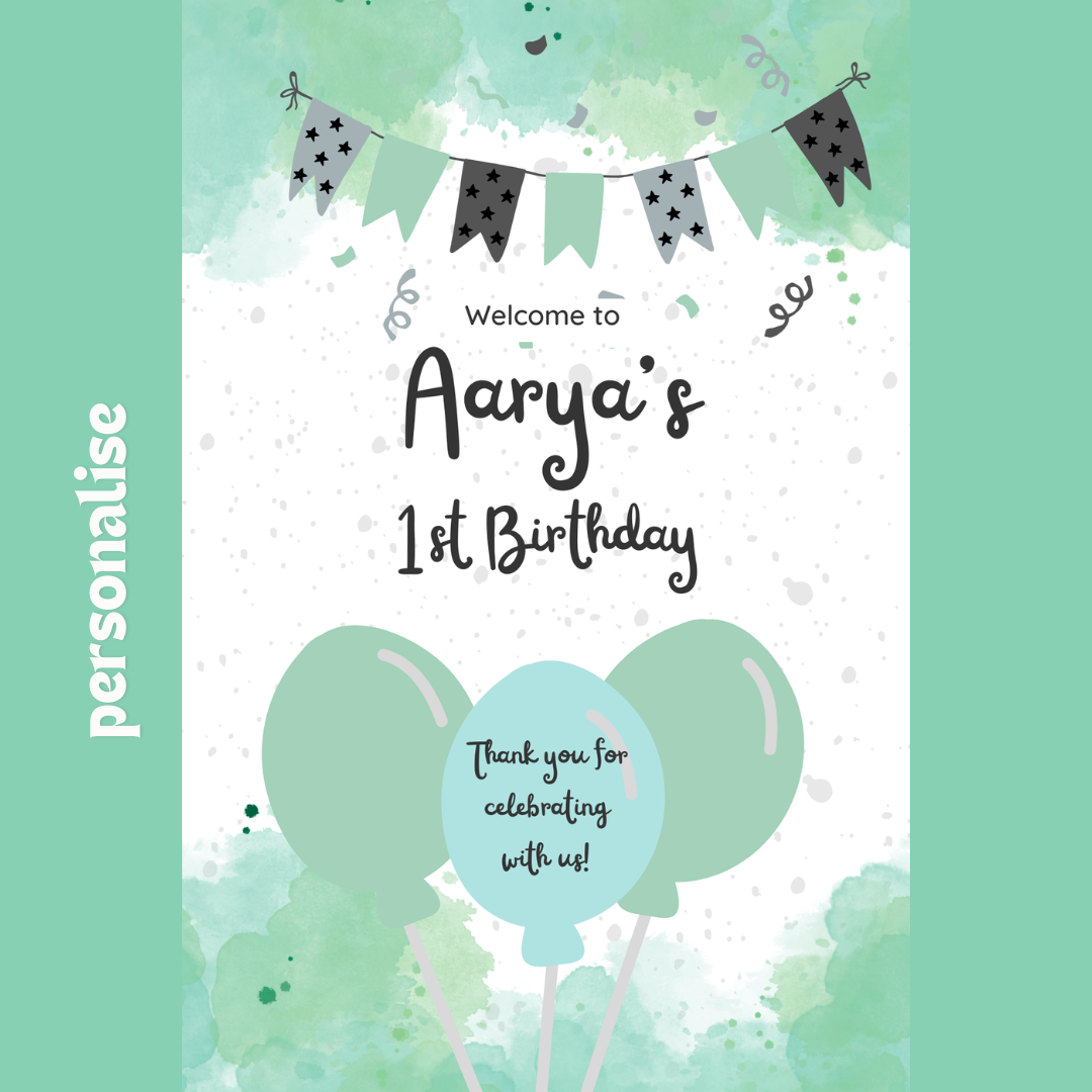 Personalised simple elegance birthday welcome board