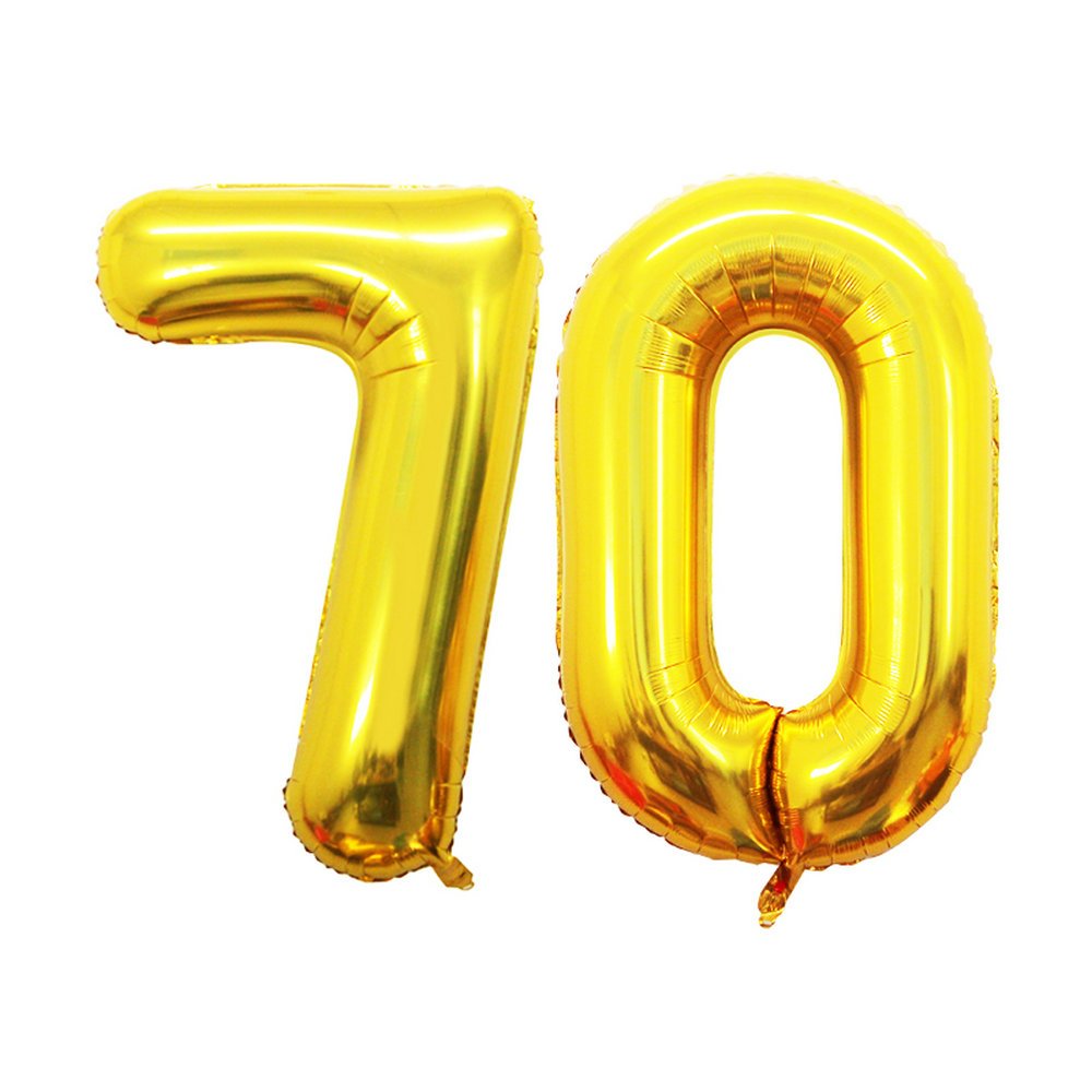 Gold Foil Number 70 Balloon