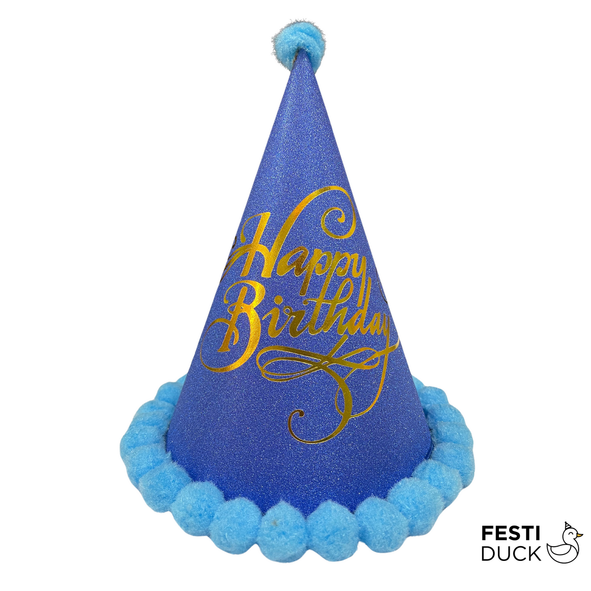 Festi Duck  Party Caps with Multi-Color Pom Pom Balls (Pack of 5)