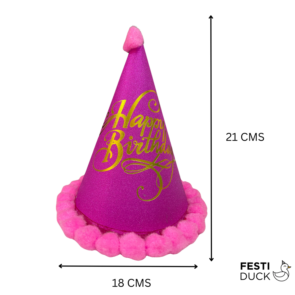 Festi Duck  Party Caps with Multi-Color Pom Pom Balls (Pack of 5)