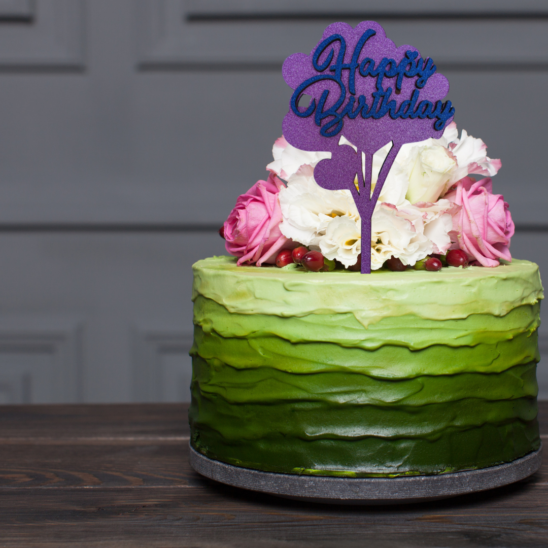 Pink glittery Happy Birthday acrylic cake topper