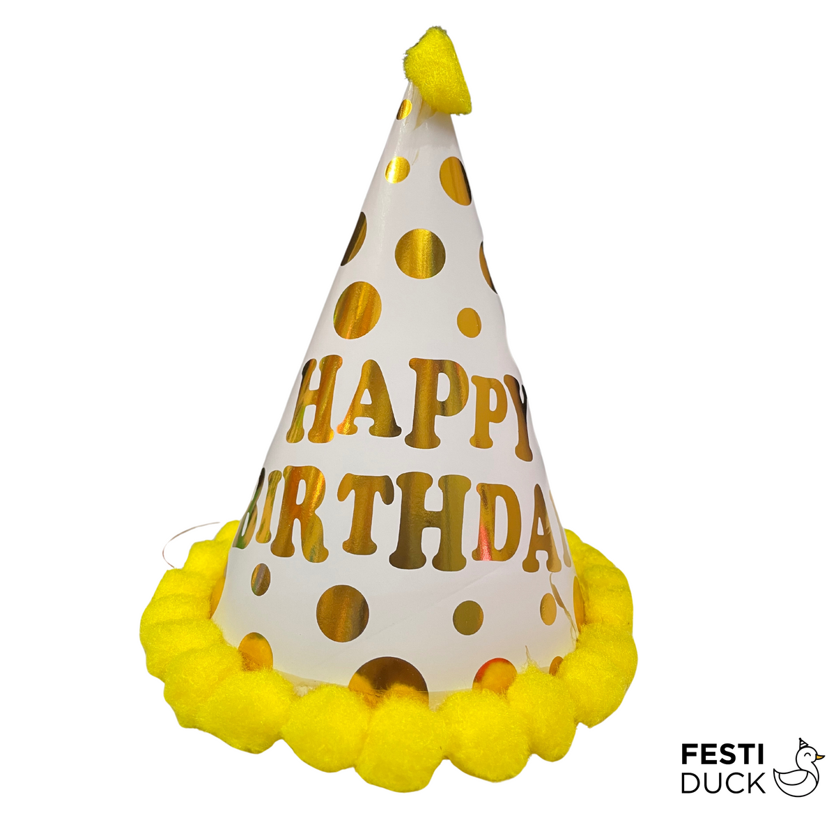 Festi Duck Party Caps with Multi-Color Polka Dots and Pom Pom Balls (Pack of 5)