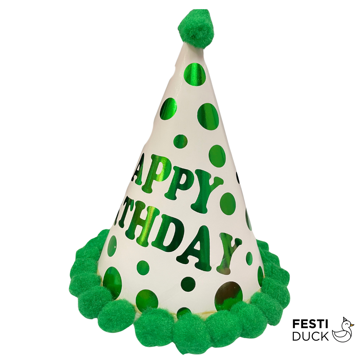 Festi Duck Party Caps with Multi-Color Polka Dots and Pom Pom Balls (Pack of 5)