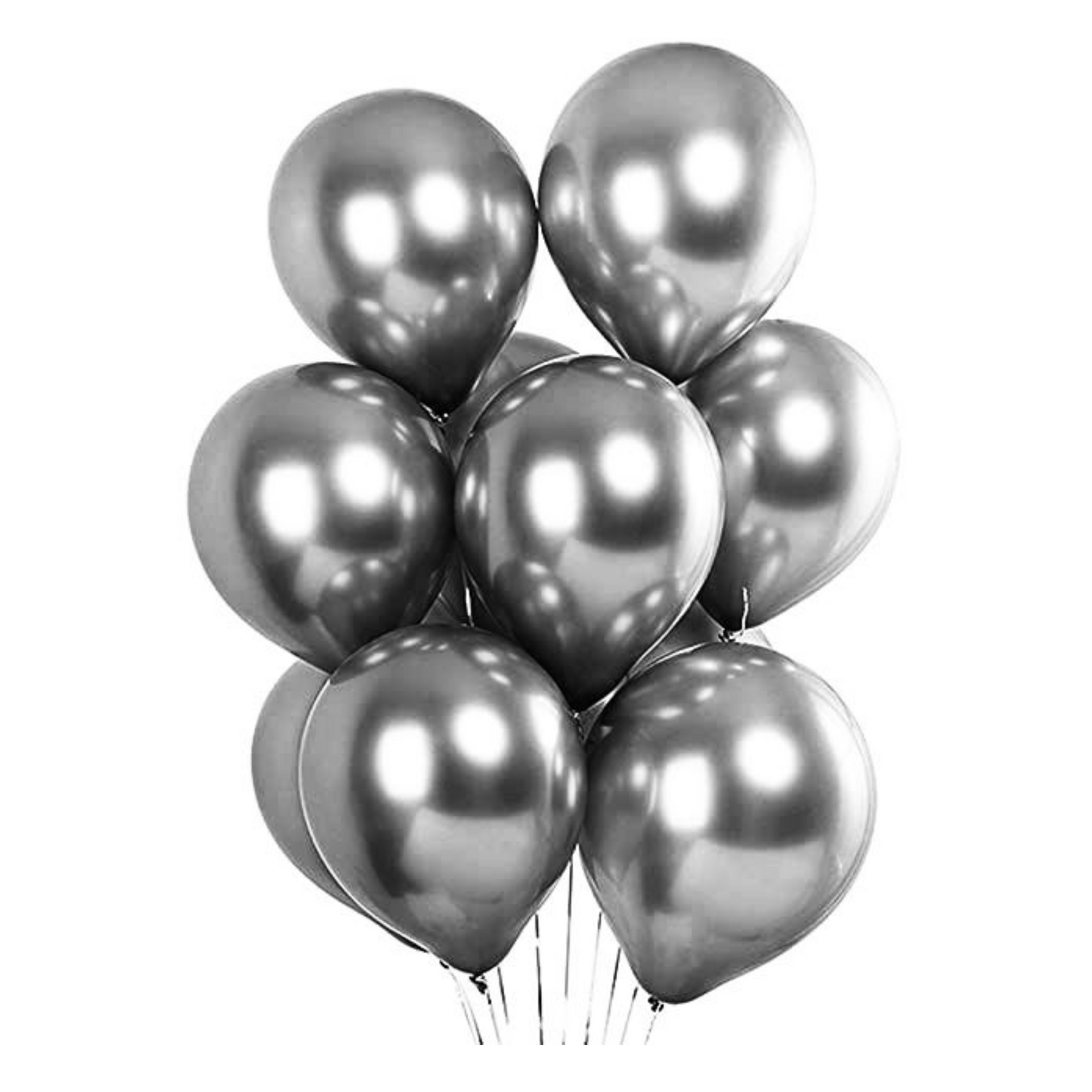 10-Inch silver Metallic Chrome Balloons | Perfect for Party & Event Decorations(Pack of 25)