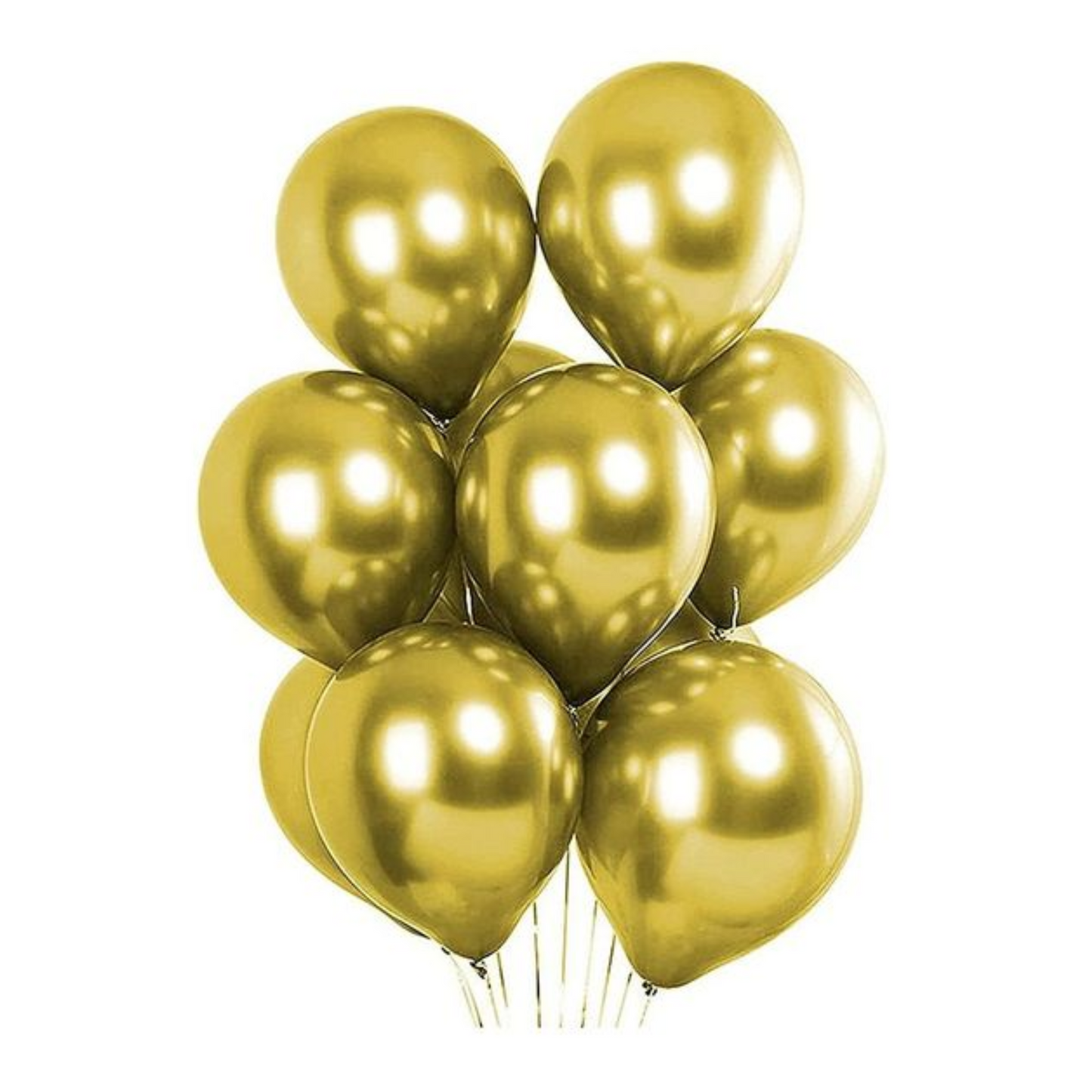 10-Inch New Gold Metallic Chrome Balloons | Perfect for Party & Event Decorations