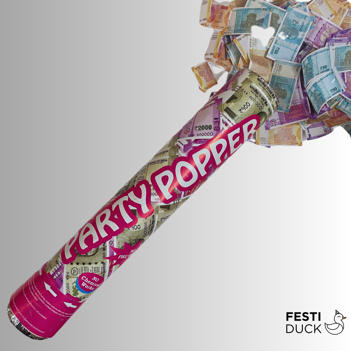 Confetti Cannon with Imitation Currency Notes - 30 Cms
