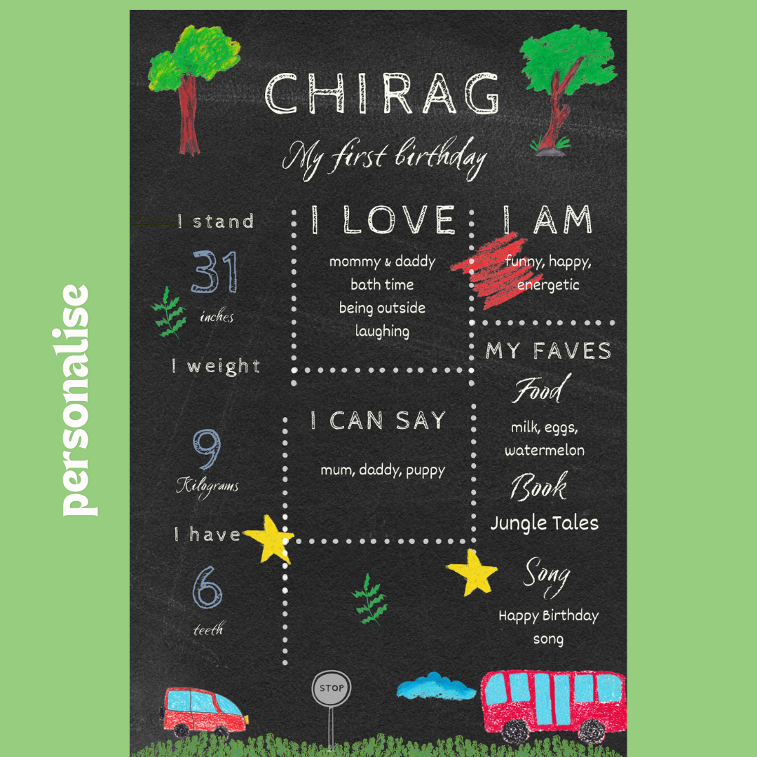 Personalised kids drawing birthday welcome board