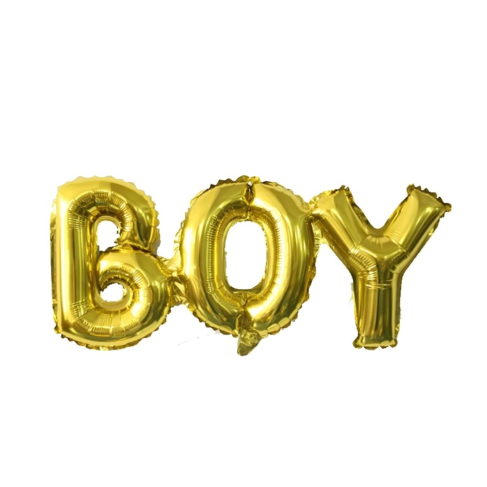 Gold Foil "BOY" Phrase Balloon Set