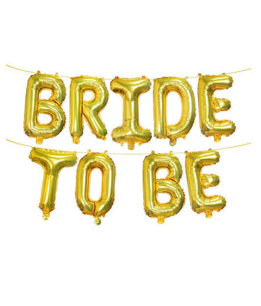 Gold Foil "BRIDE TO BE" Phrase Balloon Set