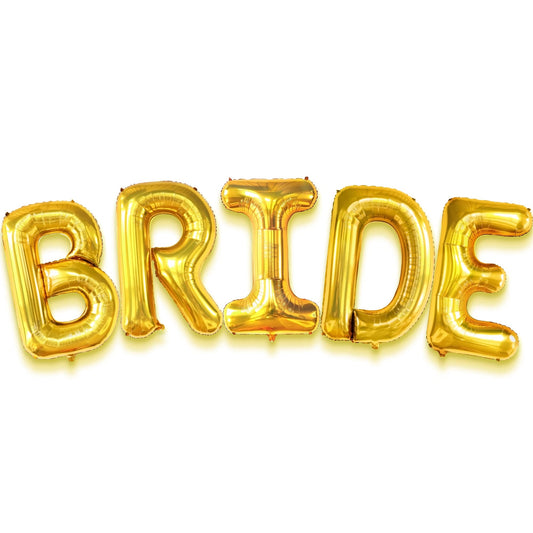 Gold Foil "BRIDE" Phrase Balloon Set