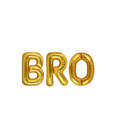 Gold Foil "BRO" Phrase Balloon Set