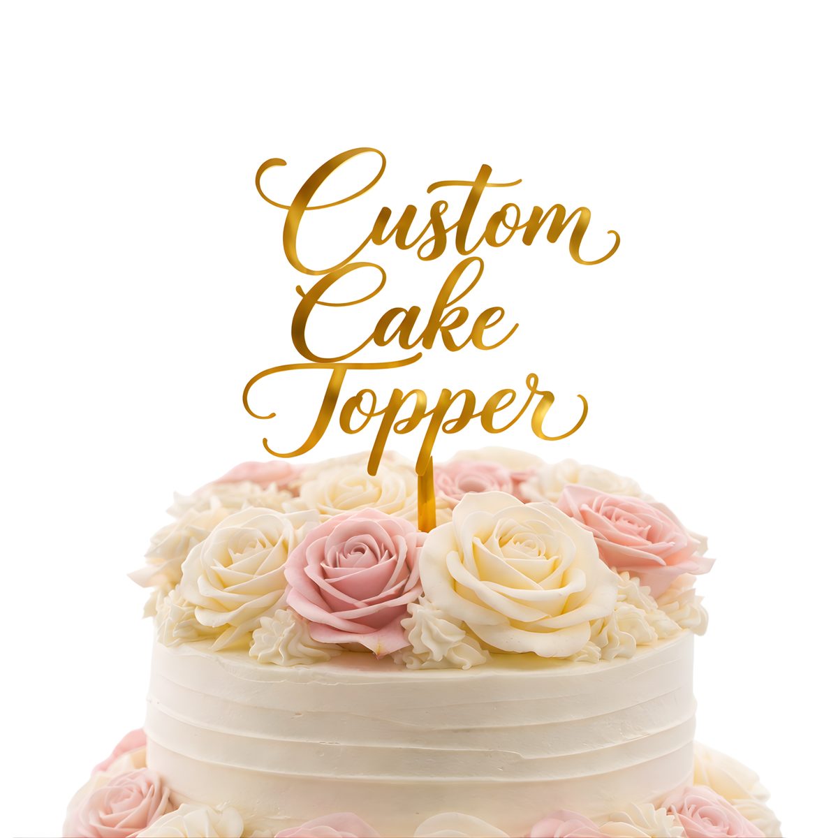 Personalised gold acrylic Happy Birthday cake topper by Festi Duck
