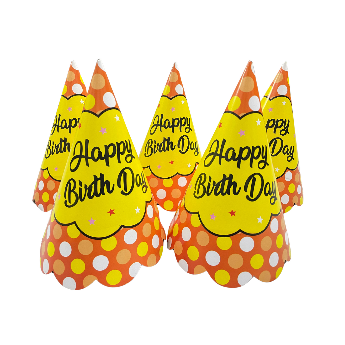 Orange Bubbles Happy Birthday Party Hats (Pack of 10)