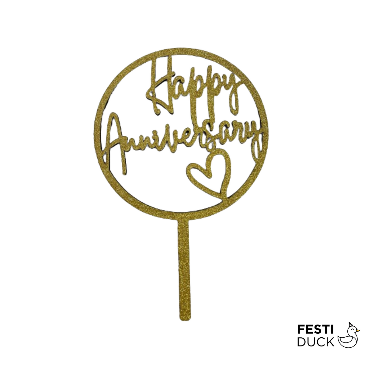 Gold Happy Anniversary acrylic cake topper