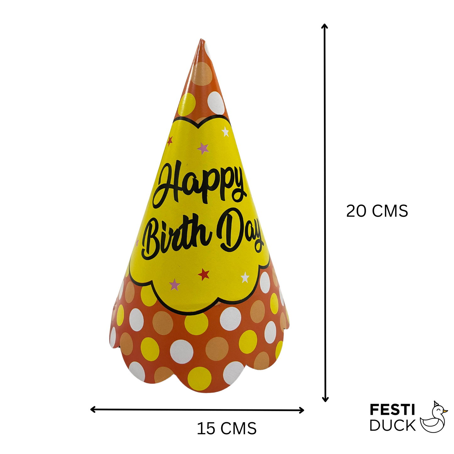 Orange Bubbles Happy Birthday Party Hats (Pack of 10)