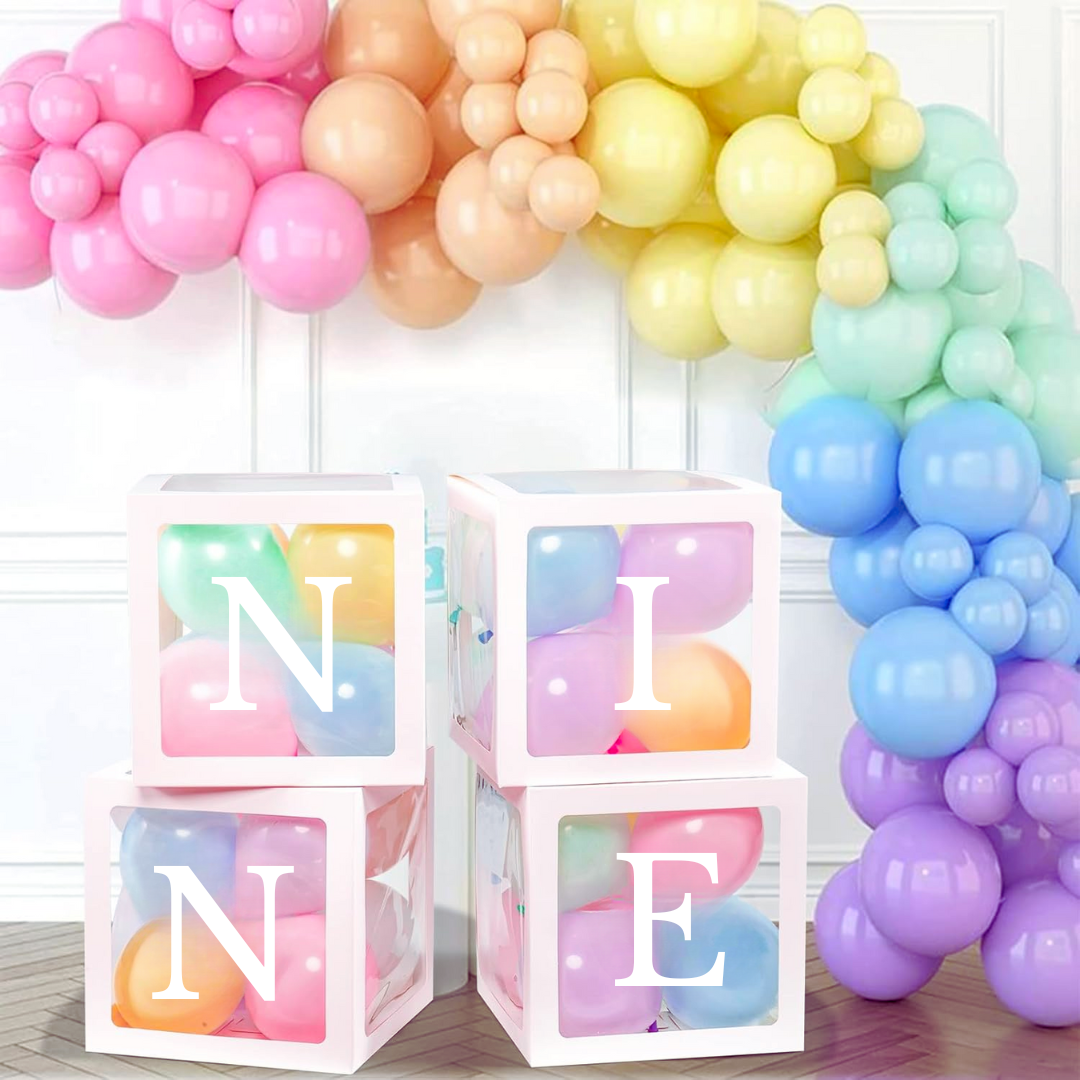 NINE Balloon Box Set - Elegant Lettered Decor for Birthdays ,Weddings and Romantic Events