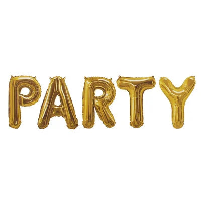 Gold Foil "PARTY" Phrase Balloon Set