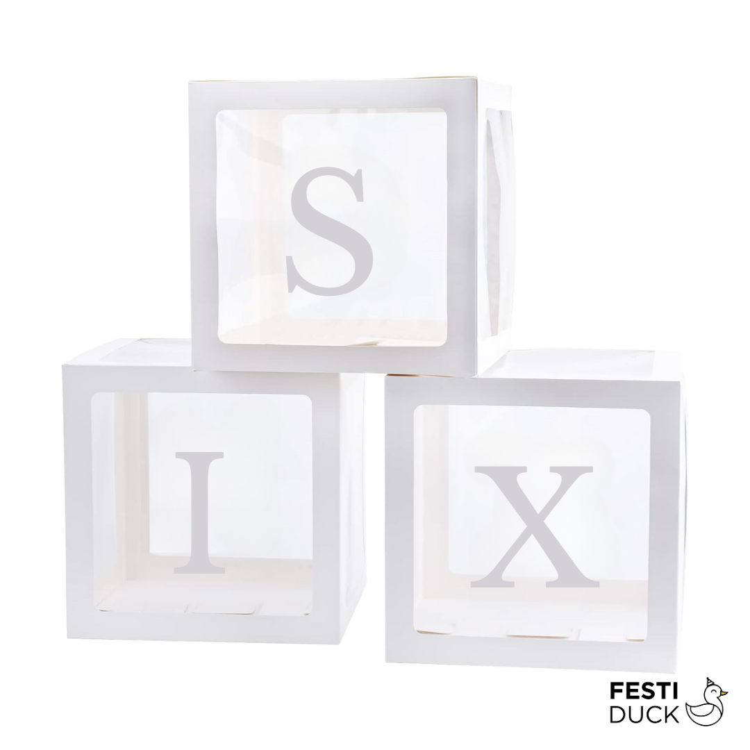 SIX Balloon Box Set - Elegant Lettered Decor for Weddings and Romantic Events