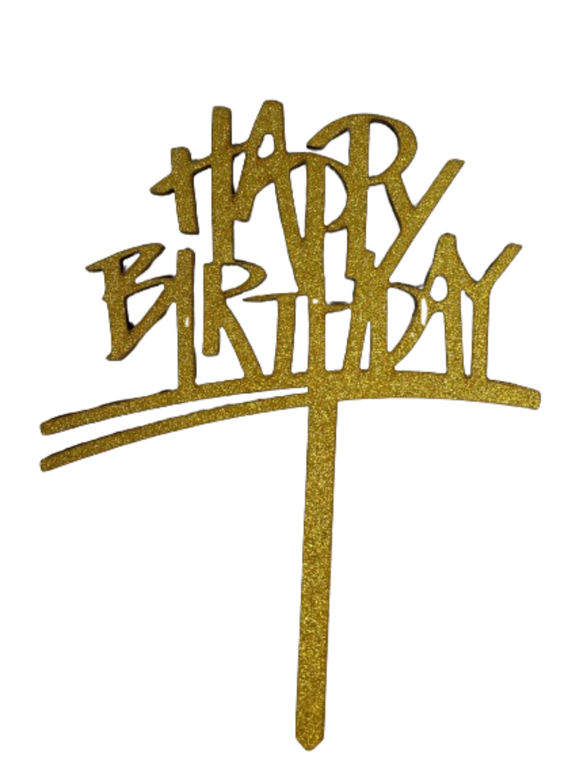 Gold glitter Happy Birthday cake topper