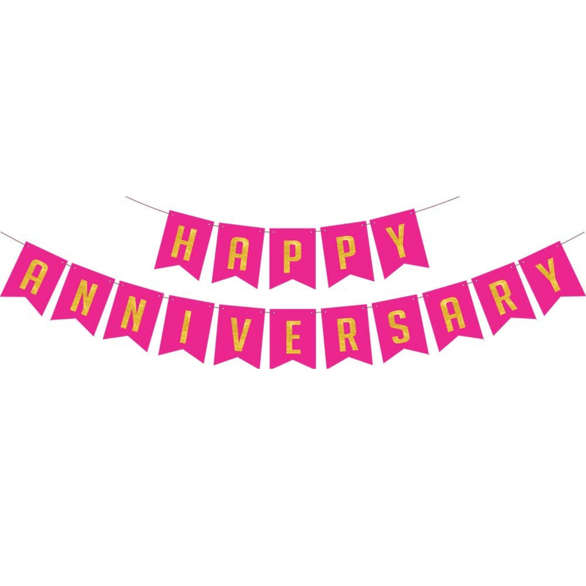 Pink Happy Anniversary party banner