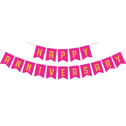 Sophisticated Happy Anniversary Pink Banner